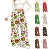 Women's Casual Fashion Christmas Print Elastic Waist Loose Plush Wide Leg Pants