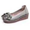 2024 Ethnic Style Cowhide Wedge Heels: Comfortable, Non-Slip, Floral Casual Shoes