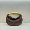 Strict Selection Of New BV Sardine Woven Women's Bag Leather High-grade Handbag Metal Handle Dumpling Bag