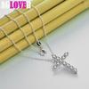 925 Sterling Silver AAA Zircon Cross Pendant Necklace Jewelry