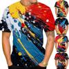 Colorful 3D Digital Printing T-shirt Men's Casual Personalized Street T-shirt Interesting Splash Ink Graffiti T-shirt Tops