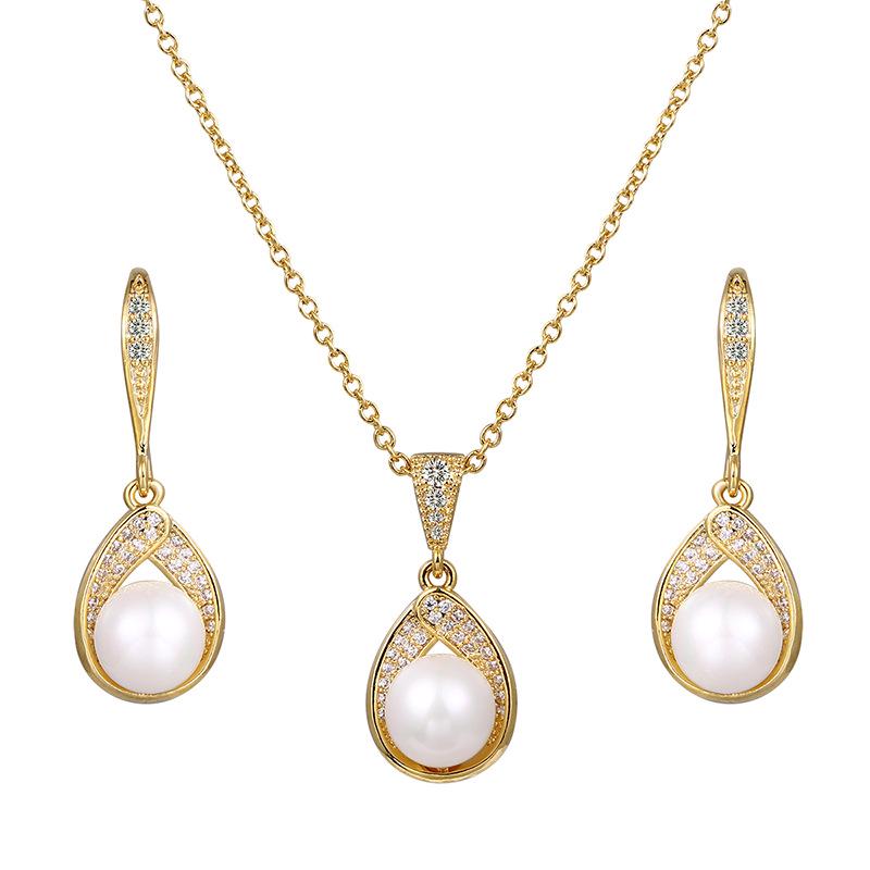 Japanese-Korean Style Pearl Earrings and Necklace Set: Elegant Shell Imitation Jewelry