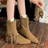 Fringe Flats Women Ankle Boots Suede Designer Dress Shoes Winter New Comfort Walking Snow Boots Woman  Trend Mujer Zapatos