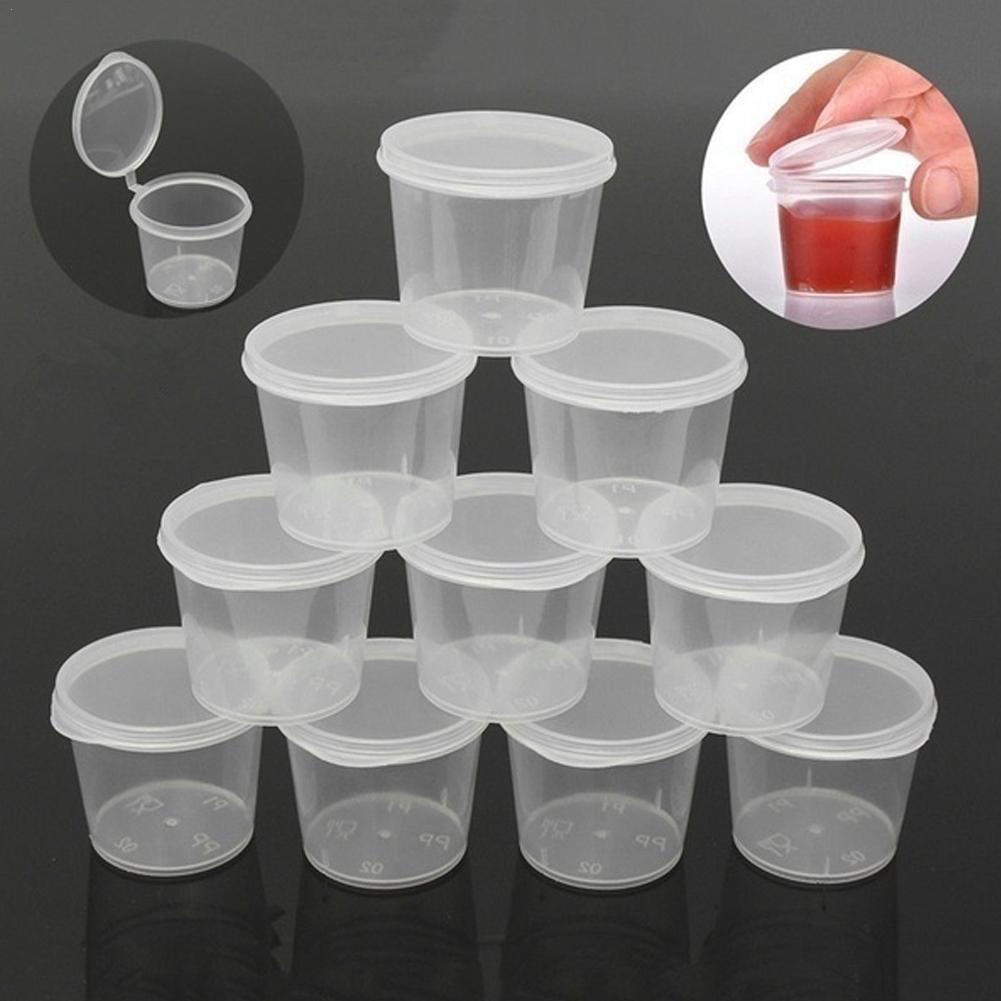 50Pcs Small Plastic Sauce Cups Food Storage Containers Clear Boxes with Lid