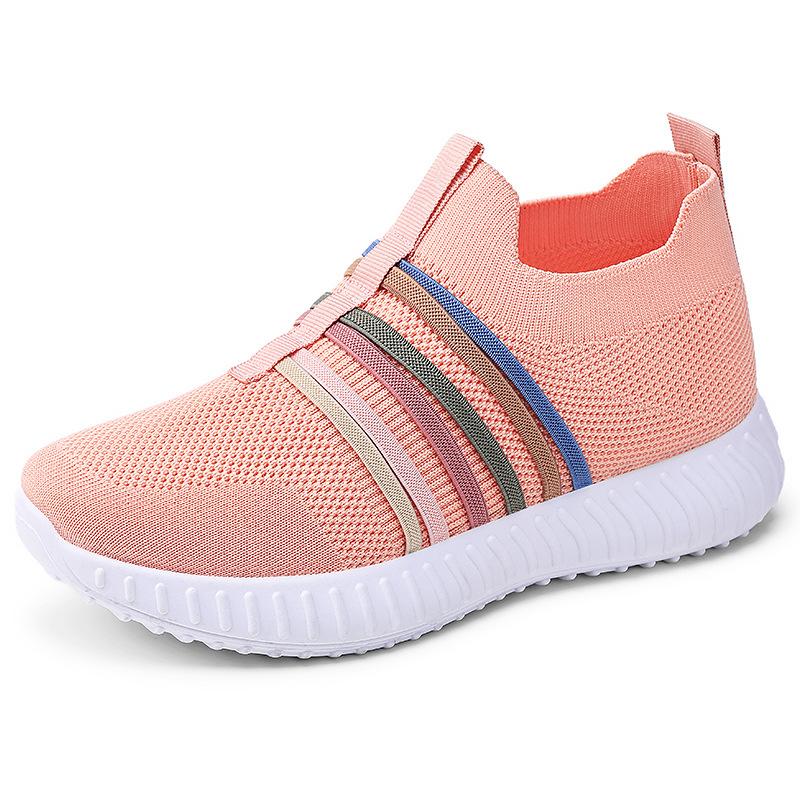Women's Shoes Casual Shoes New Large Size Breathable Single Shoes Flying Woven Lightweight Shoes Women's Soft-soled Simple Mesh Shoes