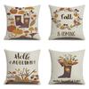 Thanksgiving Linen Pillowcase Autumn Pumpkin Print Pillow Cushion Cover