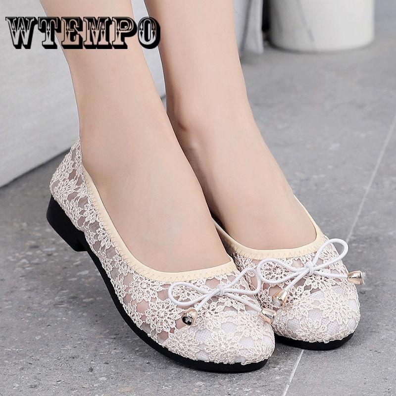 Shoes Women Cloth Shoes Hollow Lace Mesh Shallow Mouth Shoes Casual Shoes Women Sandals