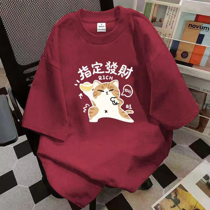 2025 New Cotton Short-sleeved T-shirt Female Summer Loose Trend Printing Fashion Tops