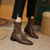 Vintage Square Toe Women Ankle Boots Fashion Elegant Zippers Shoes Autumn Stretch Women's Short Booties