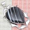 Pendant Grey Botswana Agate Gemstone Mother's Day Gift Silver Jewelry 2.5"