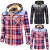 Big Promotion Plaid Shirts for Men Pure Cotton Fleece Warm Hooded Casual Fashion Single Breasted Men's Winter Shirts