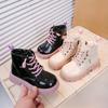 Mid Autumn and Winter Versatile Children's Shiny Leather Boots