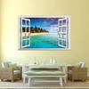 3D Faux Window Exotic Beach View Pattern Wall Sticker Home