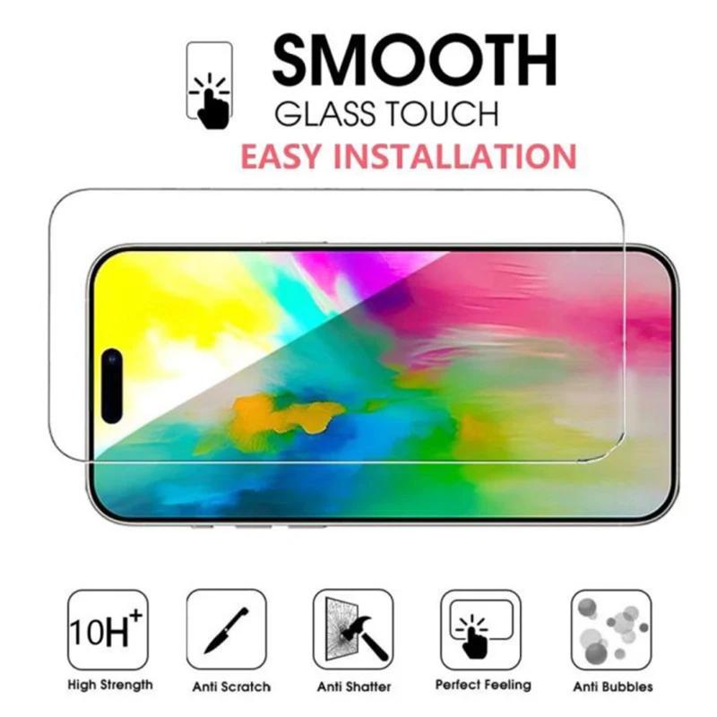 4PCS Premium Tempered Glass For IPhone 16 15 14 13 Pro Max 16 14 15 Plus Anti-Scratch Screen Protector Clear HD Full Screen Glass Film