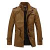 Men's Autumn and Winter Plus Size Warm Zip Outerwear Thin Fleece Thickened Loose Casual Collar PU Biker Jacket