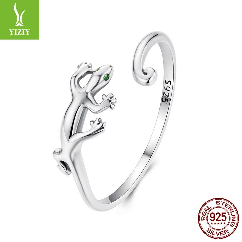 Niche S925 Sterling Silver Gecko Open Ring Cross-Border Personalized Animal Ring Jewelry