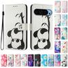 Cute Panda Luxury Painted Leather Case Wallet Book Style Cover for Google Pixel 5,5a 5G /6,6a,6 Pro/ 7,7a,7 Pro/ 8,8a,8 Pro /9,9 Pro,9 Pro XL