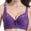 Women Ultrathin Bra Underwire Push-Ups Lace Bras Brassiere Larger Breast Solid Color 3/4 Big Cup