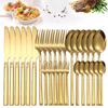 30PCS Gold Tableware Sets Stainless Steel Cutlery Knife Tea Fork Coffee Spoon Flatware Dishwasher Safe Dinner Kitchen Dinnerware