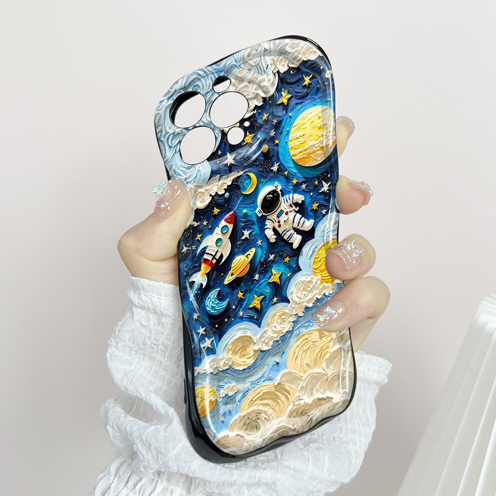 Cartoon Pattern Cream Texture Casing Wavy Edge Soft Silicone Cover Phone Case for OPPO Reno Realme OnePlus Vivo