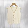French Temperament V-Neck Single Breasted Sleeveless Casual Knitted Vest For Women