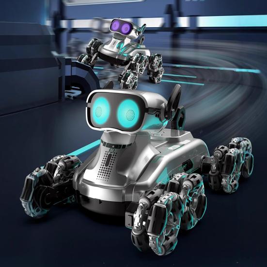 Remote Control Smart Robot Dog 8WD 360 Degrees Rotating Electric Robot with Music Light Toddlers Boys Girls Educational RC Stunt Car Puppy Toy