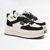 2024 Autumn/Winter White Thick-Soled Lace-Up Women's Sneakers with Plush Lining