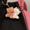 1Pair Cute Resin Bear Couple Magnetic Keychain Cartoon Animal Doll Bag Pendant Kawaii Key Chains Gifts for Lovers Ornaments
