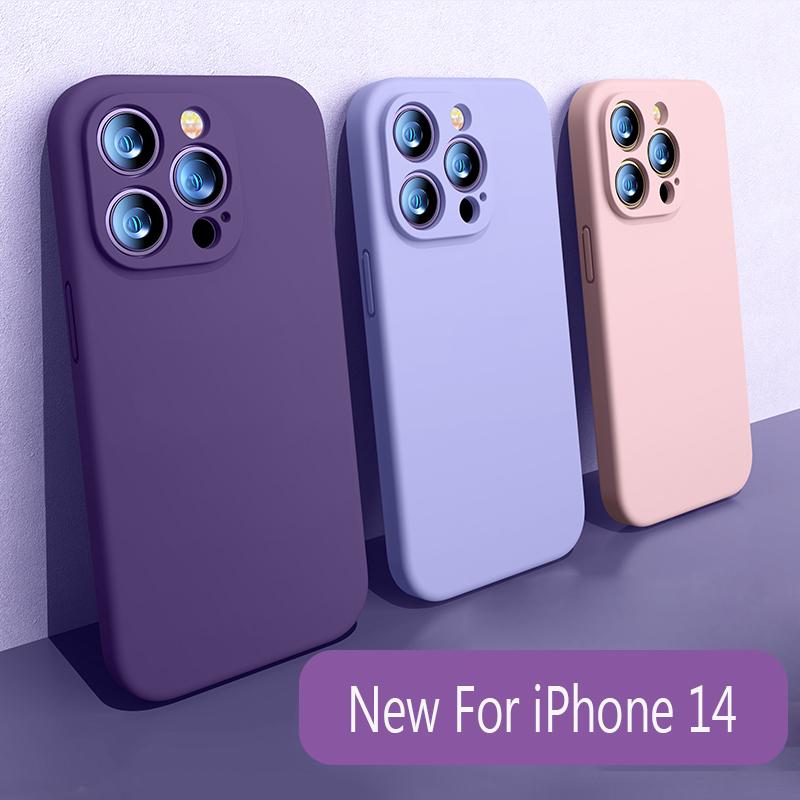 Color Dark Purple Square Liquid Silicone Phone Case For iPhone 15 14 13 12 Pro Max Mini 14 Plus Full X XS MAX 6 6S 7 8 SE 2022 Protection Cover