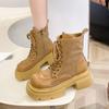 Fashion British Style Autumn New Short Boots Women's Thick Bottom Ankle Boots Women's Fashion Lace Up Modern Style Motorcycle Boots