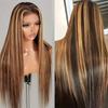 Женский длинный прямой парик, средняя часть, натуральные шелковистые термостойкие высокотемпературные волокна, женские мелированные длинные вьющиеся синтетические волосы