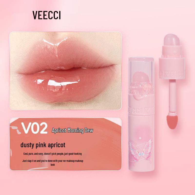 VEECCI Clear Bobo Lip Glaze: Long-lasting, Non-Transfer Double-Ended Lip Gloss.