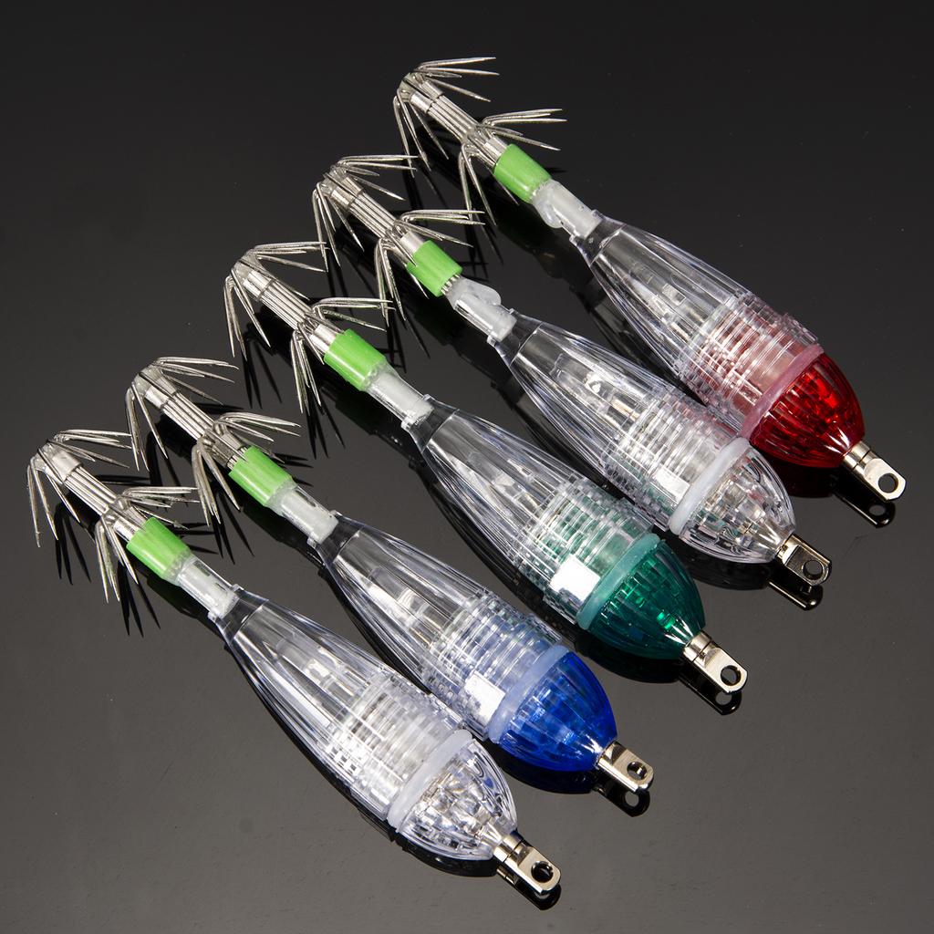 Waterproof Underwater LED Fishing Light Fish Lure Attracting Light Lamp with Squid Jig Hooks