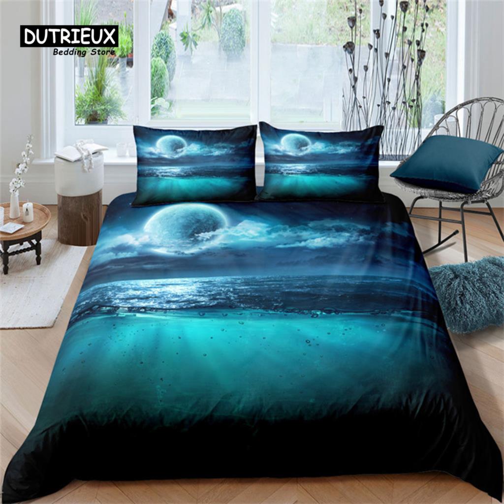 Landscape Starry Sky Duvet Cover Microfiber 3D Print Galaxy King Queen Bedding Set For Kids Teen Boys Girls Gift Bedroom Decor