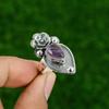 Натуральный африканский аметист, кольцо-заявление в виде цветка, регулируемое, серебро 925 пробы