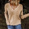 Женский свитер с длинным рукавом, свободный крой, V-образный вырез, вязаный свитер, женский повседневный джемпер, пуловер