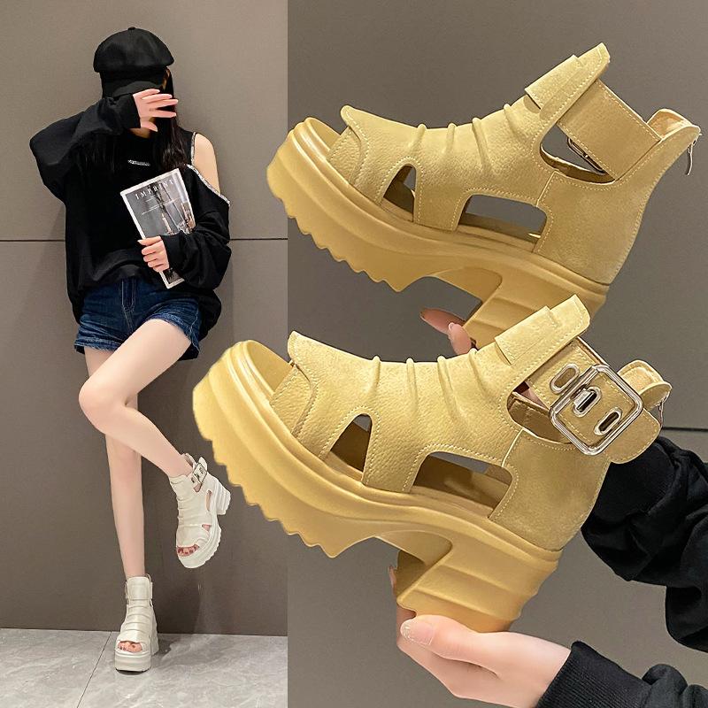 Classic Thick Soled Sandals, Women's New Hollow Thick Heel Sandals, High Top High Heels, Summer Casual Versatile Sandals