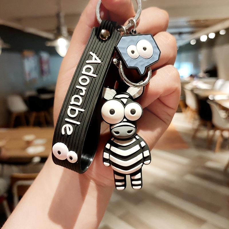 Cartoon Keychain Women Men Zebra Giraffe Keychain Funny Toy Car Accessories Gifts Novelty