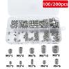 100/200pcs 304 Stainless Steel Hex Socket Socket Set Flat End Set Screw