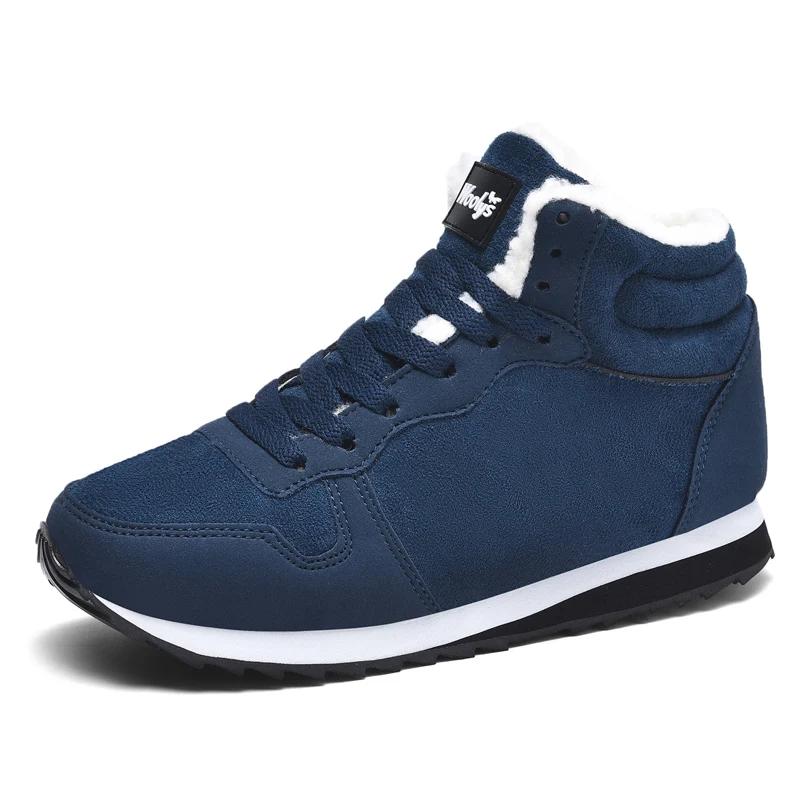 Men's Boots for Work Fashion Sneakers Winter Warm Plush Snow Boots Anti Slip Lightweight Lacing Casual Ankle Boots Large Size