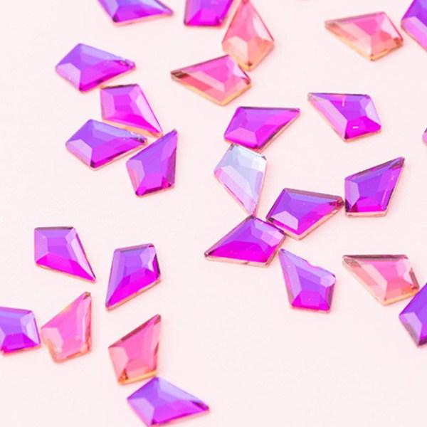 Nail Material Red Long Diamond Kite Nail Flat Stone, 7 Purple AB, 30 Pieces