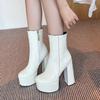 Women Shoes Ankle Boots High Heels Platform Riding Boots Sexy Round Toe Shoes Plus Size