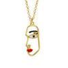 [R4941] - Artisan Silver Necklace 'Arty' Red Gold - 20x10 Mm (face)