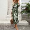 2025 New Casual Vacation Personalized Retro Ethnic Style Print Split Dress