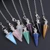 Stone Rose Quartz Gemstone Rock Conical Pendulum Amulet Reiki Pendulum Pendant Healing Crystal