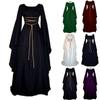 Women Medieval Renaissance Retro Gown Cosplay Costume Long Sleeve Maxi Dress