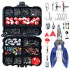 263pcs Fishing Accessories Set with Tackle Box Including Plier Jig Hooks Sinker Weight Swivels