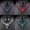 3pcs Fashionable Women's Zircon Set with Crystal Contrasting Flower Necklace Earrings and Evening Dress Accessories