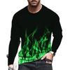 European Pretty Flame Picture Men Long Sleeved T-shirt Casual Printed Tees Hip-hop Personality Round Neck Quick-Dry Tops