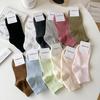 Summer Candy-colored Thin Cotton Socks for Women, Simple Mid-calf White Socks for Girls, Solid Color Versatile Women's Socks